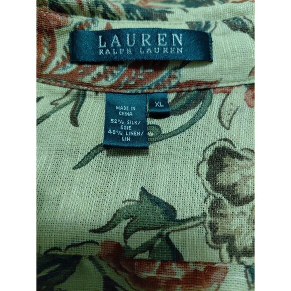 Lauren Ralph Lauren Silk Blend Floral Print Button Down Shirt Womens XL - Picture 6 of 6